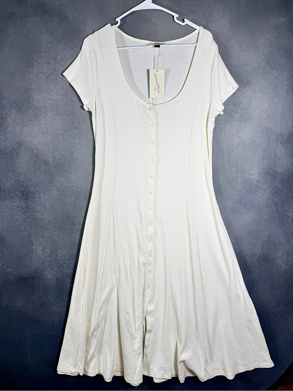 Universal Threads Ribbed Button-Front Mini Dress White Size XL NWT